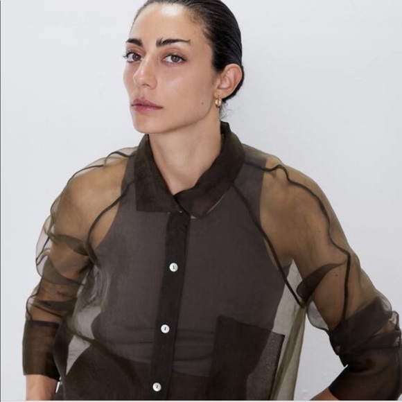 ZARA Long Organza Shirt - Picture 9 of 11